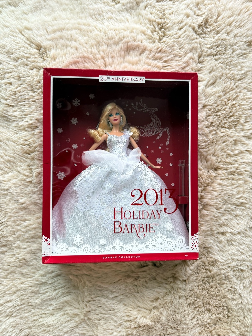 Barbie 2013 Holiday Barbie in White and Red Collector Box